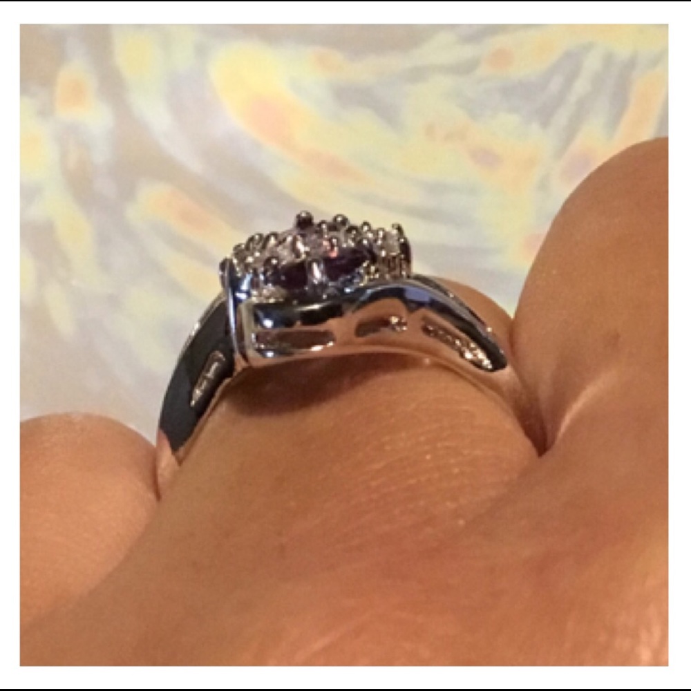 Radiant Purple Clear Gem Rhodium Ring - Picture 9 of 13